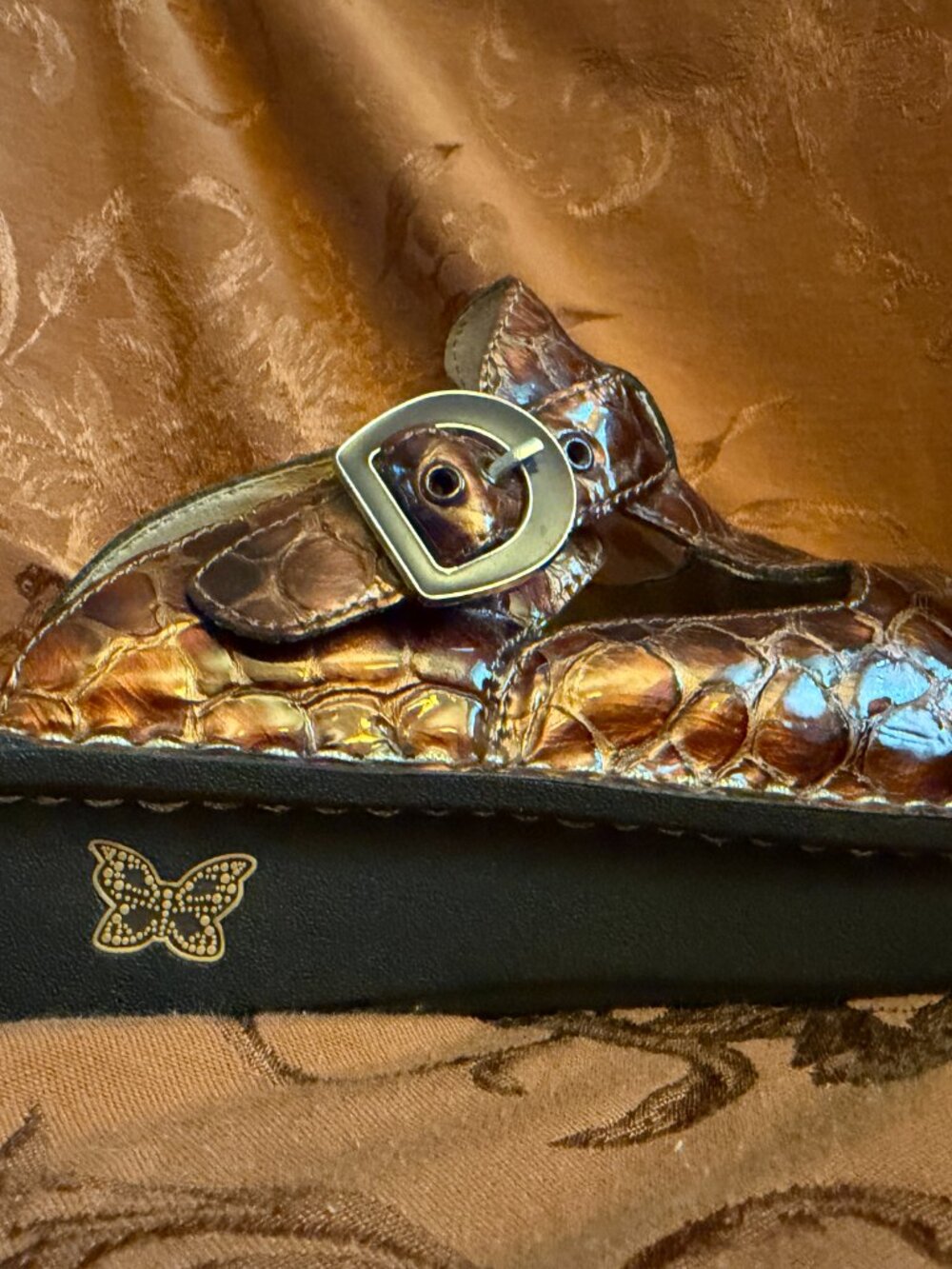 Alegria by PG Lite Classic Choco Croco Brown Leather Clogs sz 37 (US size 7) - Picture 5 of 10